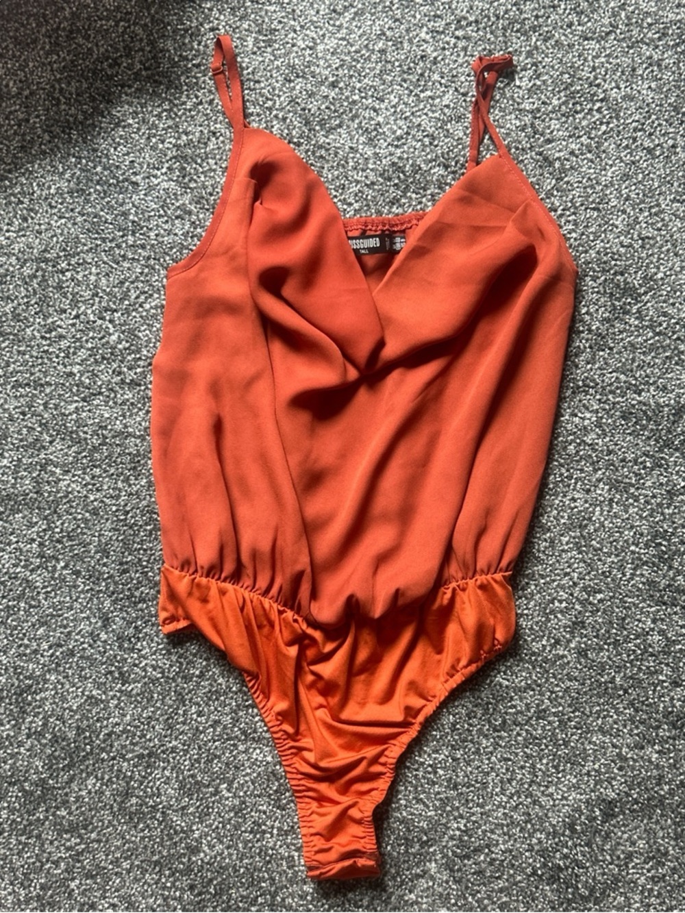 Missguided Rust Orange Satin-Look Cami Bodysuit